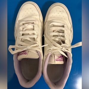 Reebok Women's Off-White Sneakers with Pink Accents